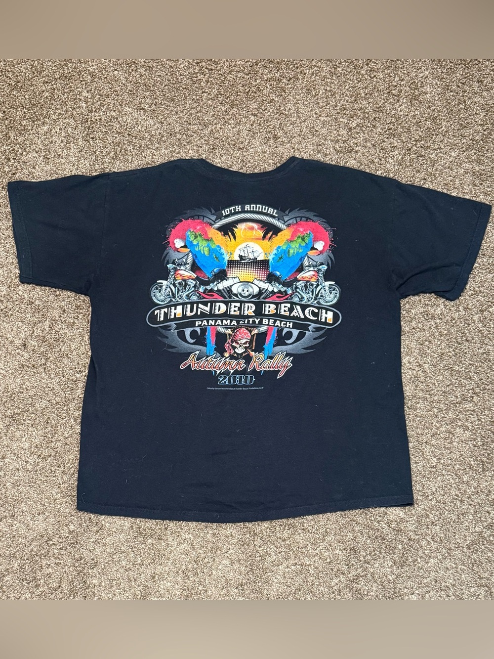Y2K Thunder Beach Motorcycle Biker Rally 2010 T-Shirt Mens XL Black Panama City